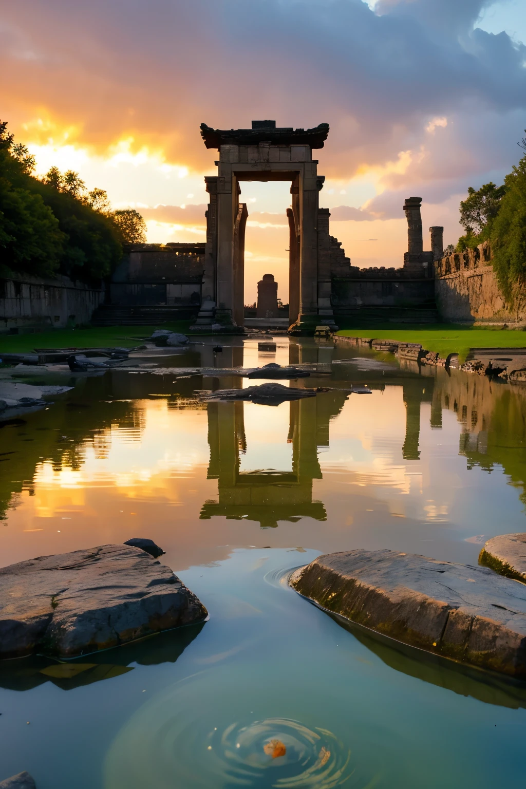 Ruined Temple、water、Clear view、Different world、The end of the world、And Yang