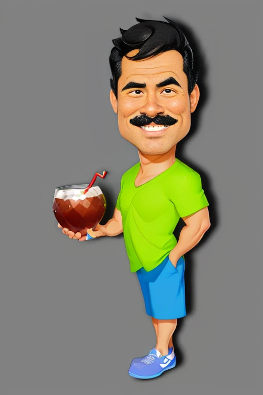 cartoon man holding a coconut and a drink in his hand, caricature illustration, caricature style, cartoon artstyle, in cartoon style, toon rendering, cartoon digital art, juanmao, cartoon style illustration, cartoon digital painting, cartoon illustration, caricatural, stylized digital illustration, rendered illustration, cartoon image, digital art cartoon, cartoonish and simplistic, cartoon portrait, 8k