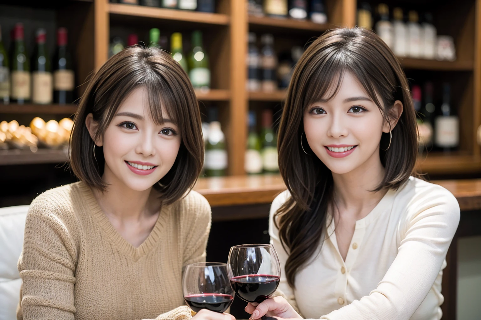 (Realistic:1.1),(masterpiece,Highest quality),8k,(49 years old), 53 years old, ベリーslimボディ、slimカップル、Tight waist,Upper Body,full-course dinner、wine 、Amazing view of the sunset sky and clouds、Perfect Anatomy, Brown Hair, short hair,Random Hairstyles,((Highly detailed face and eyes:1.2)),Perfect golden ratio face,Long sleeve shirt、dress,(smile:1.2)、Shortcuts、cute、(Realistic, Intricate details:1.2), A bright smile、short hair,Bright Face、赤wine 、Appetizers、Italian food、wine bottle、Champagne、スパークリングwine、(slimな顔), (The body is slim), (Brown Hair), (Shortcuts), Upper Body, 白wine, slim, wineグラス,