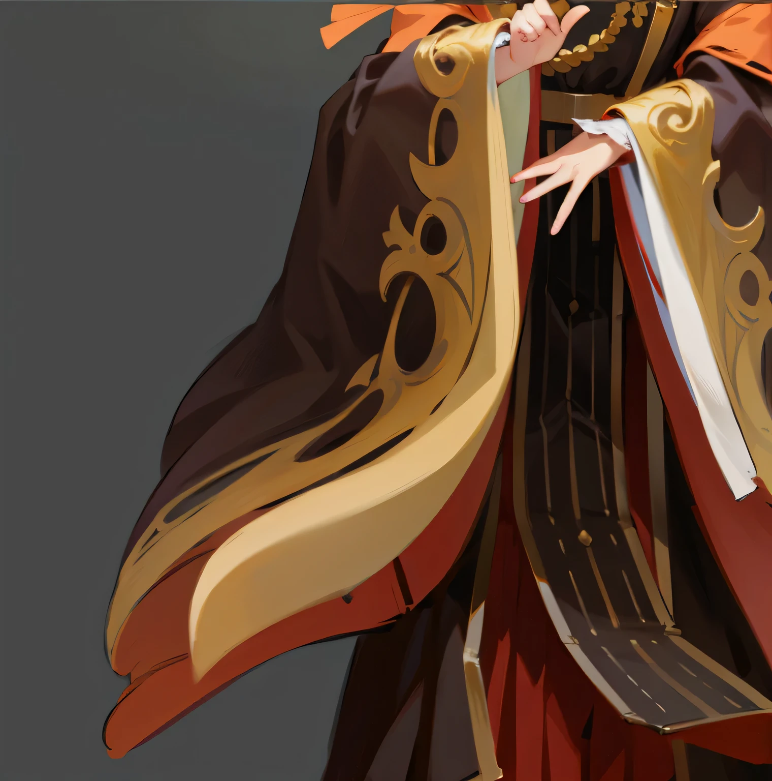 Sleeve structure details of the clothing, pleated metal details