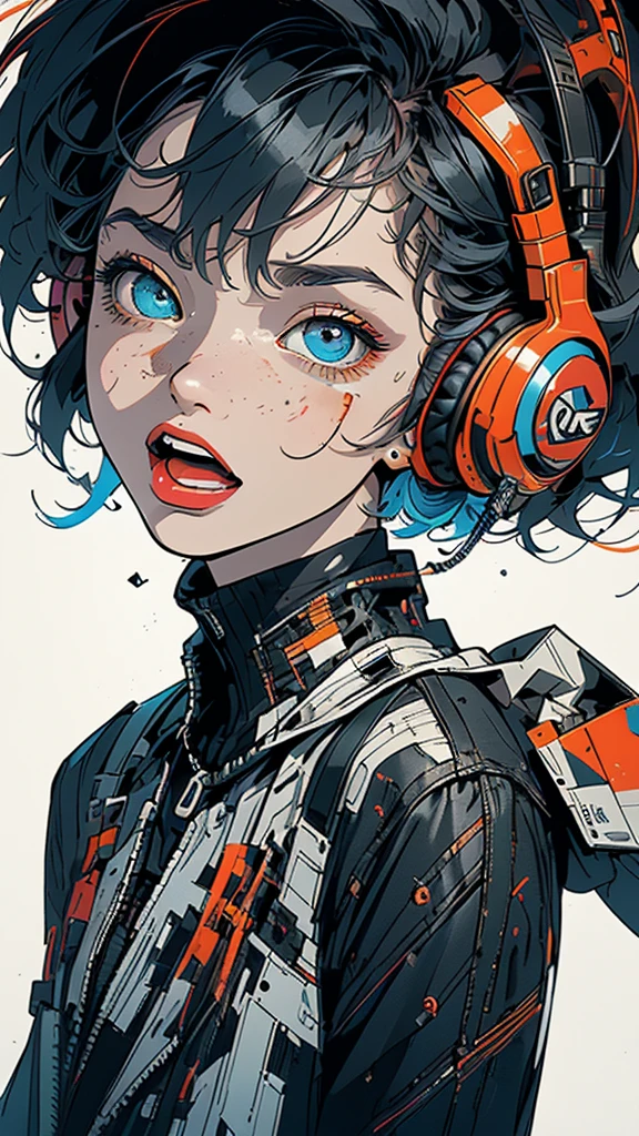 (((masterpiece, highest quality))),(((solo:1.2))),(((1girl:1.2))),32k wallpaper, very detailed, poster, vintage science fiction,(((((geometric cinematic movie poster))))), ((bauhaus)),(shape),(((abstract))),(mid century modern),(((((portfolio))))),(((((Close-up))))),(((((bust up))))),((((more various angle)))),((((highlight)))),((((heterochromia)))),(((complete. detailed face))),((((Extremely talented)))),(((((most complecated futristic machine))))),(Colorful color scheme),(((detailed unlimited complete equipment : headphone like a rail gun))),(((((Absolutely simple background))))),(((Texture for people : grunge))),(((((open mouth amazing wide))))),(((((SCREAM)))))