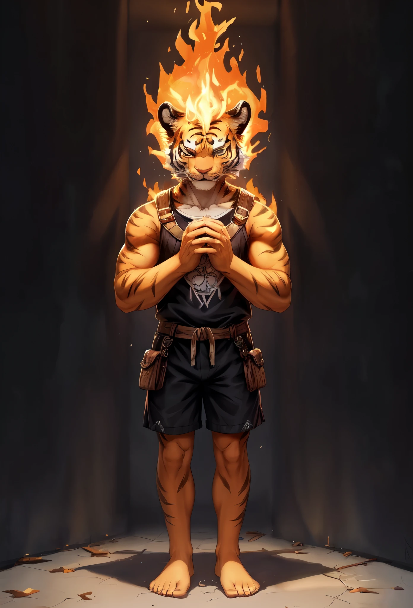 (((Barefoot furry character, full body, cinematic setting, tiger boy, plantigrade))) 

(((I am not a hero)))
(((I’m not what you think)))

Seven days, a morning mess
I know it’s just my own life
Looking for another world
I try not to burn out

The world awaits, so here I am

I am not a hero
I am not what you think
I just try to do my best and not to give in
I am not your hero and that’s why sometimes
I hide in (((a dark corner))) to (((break down and cry)))

Seven, they are my sins,
Burning flames under my skin
No hesitation, no turning back
I follow my rules, I try to forget
The burden I carry, used to slow me down
But now I am rising with a new strength

I am not a hero
I am not what you think
I just try to do my best and not to give in
I am not your hero and that’s why sometimes
I hide in a dark corner to break down and cry...

BREAK, intricate details, highly detailed, extreme detail, octane render, fine art, best quality, highres, (detailed face:1.5), ((full_body)), UHD, (((perfect hands))), low light, anime
