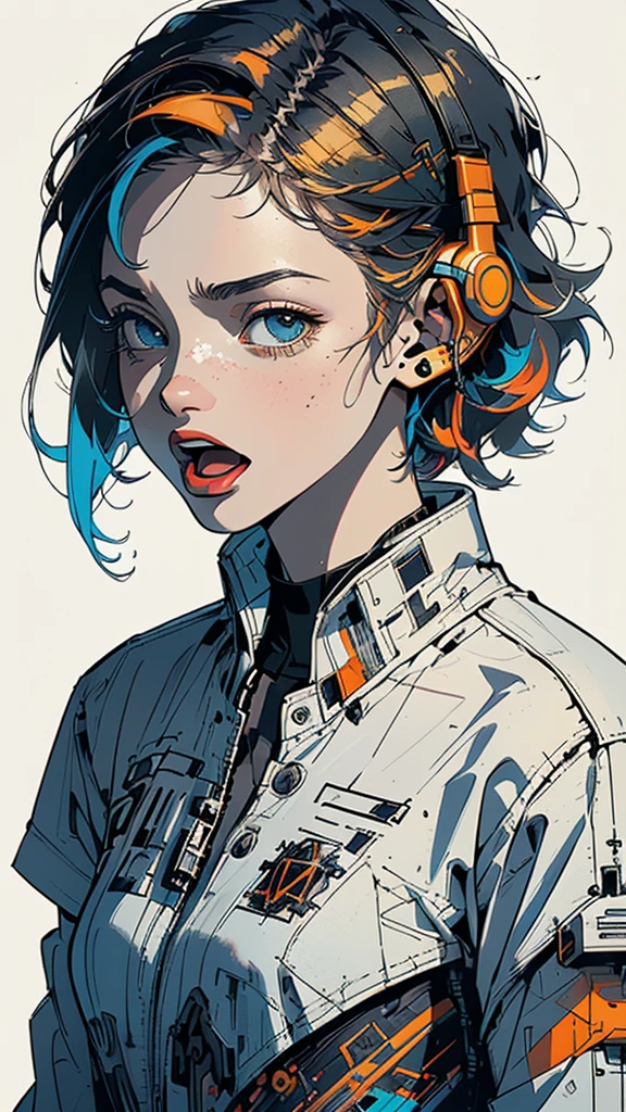 (((masterpiece, highest quality))),(((solo:1.2))),(((1girl:1.2))),32k wallpaper, very detailed, poster, vintage science fiction,(((((geometric cinematic movie poster))))), ((bauhaus)),(shape),(((abstract))),(mid century modern),(((((portfolio))))),(((((Close-up))))),(((((bust up))))),((((more various angle)))),((((highlight)))),((((heterochromia)))),(((complete. detailed face))),((((Extremely talented)))),(((((most complecated futristic machine))))),(Colorful color scheme),(((detailed unlimited complete equipment : headphone like a rail gun))),(((((Absolutely simple background))))),(((Texture for people : grunge))),(((((open mouth amazing wide))))),(((((SCREAM)))))
