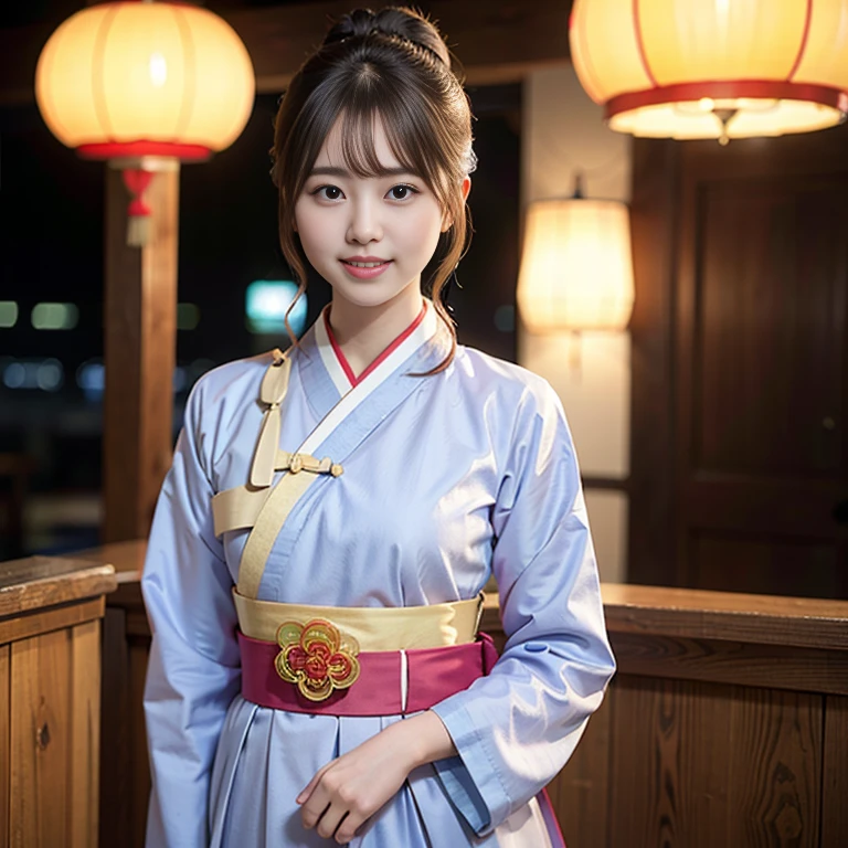 A stunning 21-year-old female idol, her lovely smile radiating warmth. (wavy hair, hair bun:1.1), (small mouth)
BREAK
(long-Hanbok:1.3), in chinese restaurant, looking at viewer
BREAK
The dynamic lighting and deep shadows create depth of field, while the detailed background and perfect composition make it a masterpiece-worthy image. With an ultra-high-resolution 8K quality, this photorealistic artwork is fit for an 8K wallpaper, boasting extremely detailed anatomy, well-groomed features, and realistic skin texture.