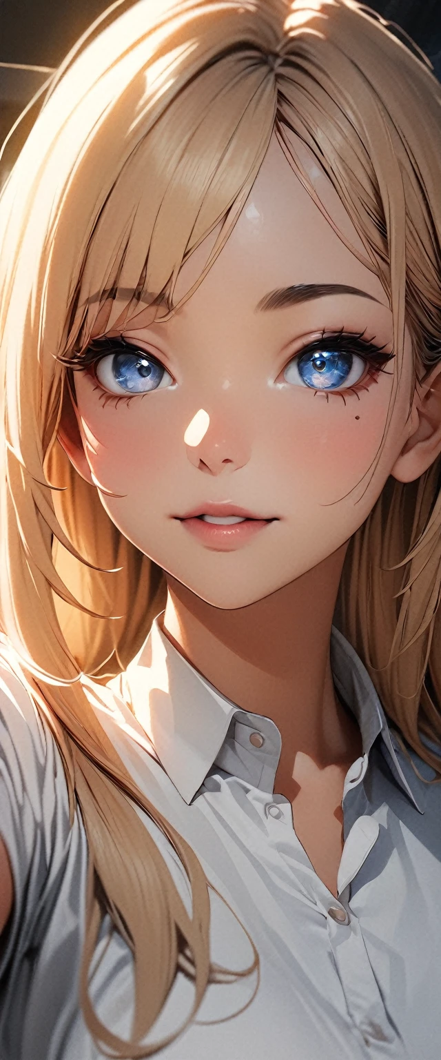 (high quality, 8k, 4K, High Contrast, masterpiece:1.2, 最high quality, Best aesthetics), 1 female, (Realistic skin texture:1.3), (Film Grain:1.3), (Selfie angle, High Angle), One Girl, Beautiful and detailed eyes and face, 最high quality, close, Upper Body,