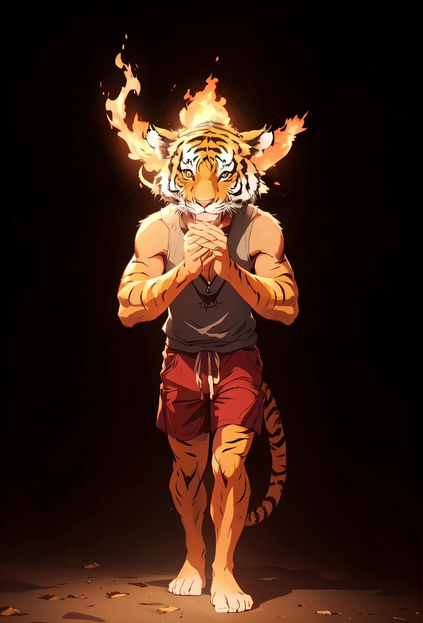 (((Barefoot furry character, full body, cinematic setting, tiger boy, plantigrade))) 

(((I am not a hero)))
(((I’m not what you think)))

Seven days, a morning mess
I know it’s just my own life
Looking for another world
I try not to burn out

The world awaits, so here I am

I am not a hero
I am not what you think
I just try to do my best and not to give in
I am not your hero and that’s why sometimes
I hide in (((a dark corner))) to (((break down and cry)))

Seven, they are my sins,
Burning flames under my skin
No hesitation, no turning back
I follow my rules, I try to forget
The burden I carry, used to slow me down
But now I am rising with a new strength

I am not a hero
I am not what you think
I just try to do my best and not to give in
I am not your hero and that’s why sometimes
I hide in a dark corner to break down and cry...

BREAK, intricate details, highly detailed, extreme detail, octane render, fine art, best quality, highres, (detailed face:1.5), ((full_body)), UHD, (((perfect hands))), low light, anime
