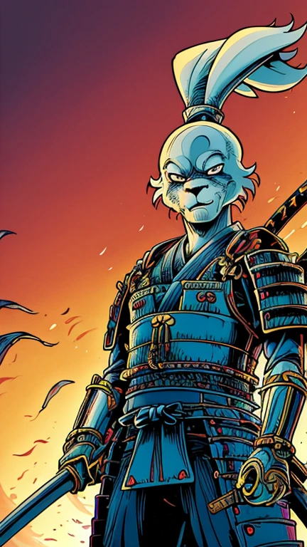 (Teens:1boy: usagi yojimbo), (extremely detailed CG unit 8k wallpaper),(master part), (best quality), (ultra detail), (best illustration),(melhor ombre), cowboy shot, (Sharp eyeliner, ombre, detail eyes:1),dark japanese temple interiors background, ,break , (samurai
armor), upper body