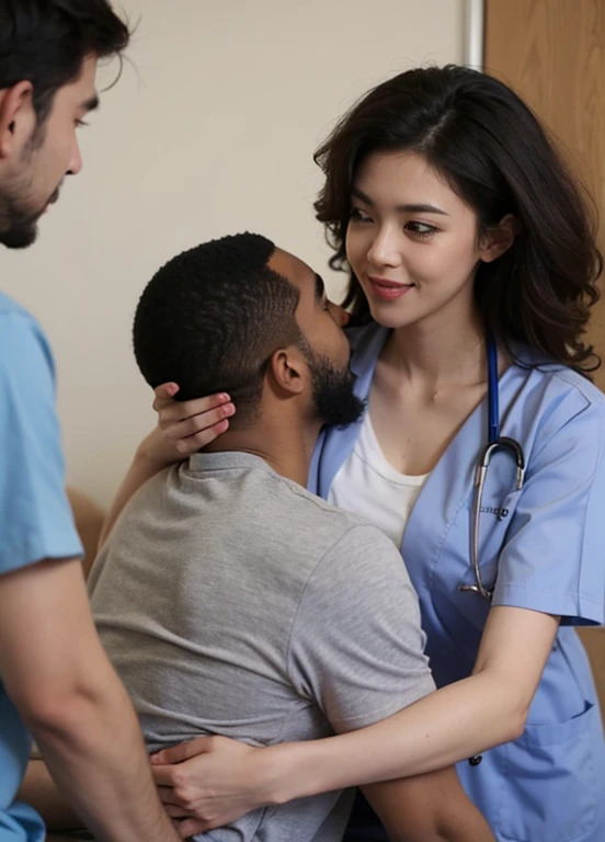 Nurse gf with black man bf patient
