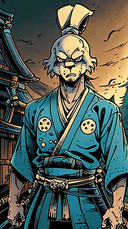 (Teens:1boy: usagi yojimbo), (extremely detailed CG unit 8k wallpaper),(master part), (best quality), (ultra detail), (best illustration),(melhor ombre), cowboy shot, (Sharp eyeliner, ombre, detail eyes:1),dark dim light japanese castle, ,break , (samurai), upper body