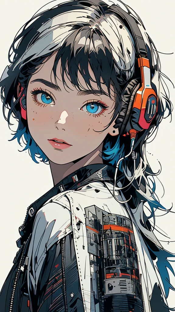 (((masterpiece, highest quality))),(((solo:1.2))),(((1girl:1.2))),32k wallpaper, very detailed, poster, vintage science fiction,(((((geometric cinematic movie poster))))), ((bauhaus)),(shape),(((abstract))),(mid century modern),(((((portfolio))))),(((((Close-up))))),(((((bust up))))),((((more various angle)))),((((highlight)))),((((heterochromia)))),(((complete. detailed face))),((((Extremely talented)))),(((((most complecated futristic machine))))),(Colorful color scheme),(((detailed unlimited complete equipment : headphone like a rail gun))),(((((Absolutely simple background))))),(((Texture for people : grunge))),