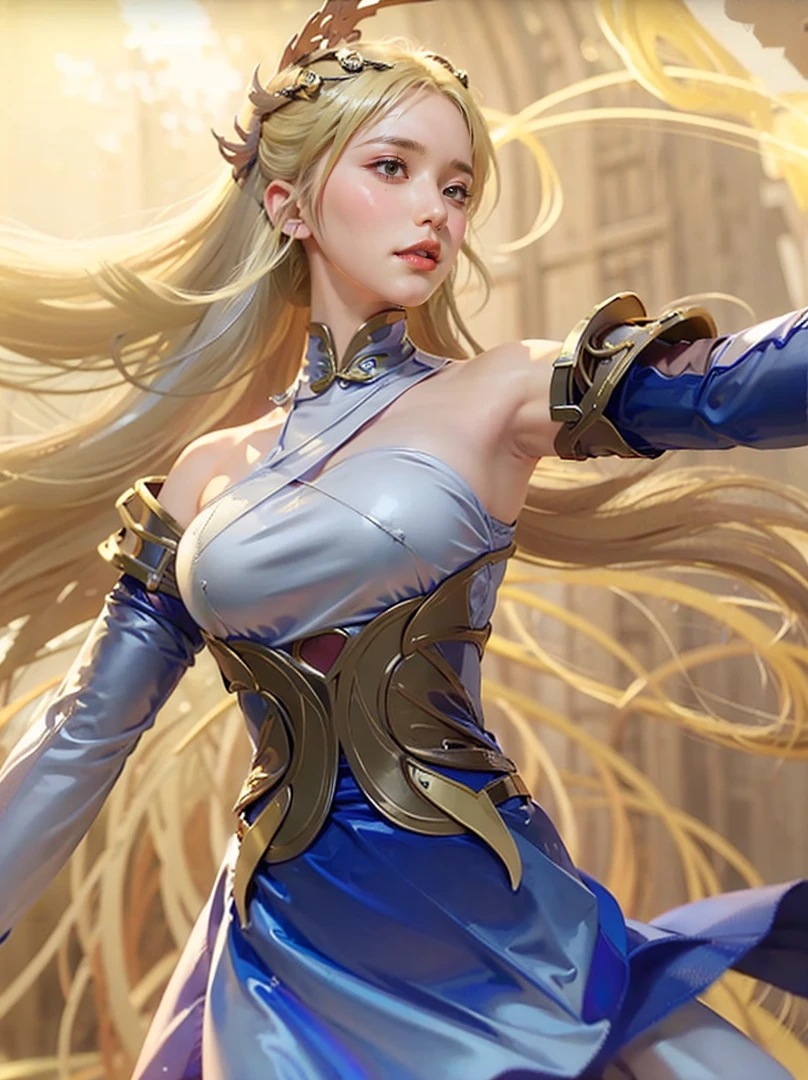 a close up of a 4 girls ,blonde hair , big , shadowbringers cinematic, 4 k detail fantasy, a beautiful fantasy empress, game cg, xianxia fantasy, xianxia hero, 2. 5 d cgi anime fantasy artwork, cinematic goddess close shot, ruan jia and artgerm, wow 4 k detail fantasy, hyperdetailed fantasy character