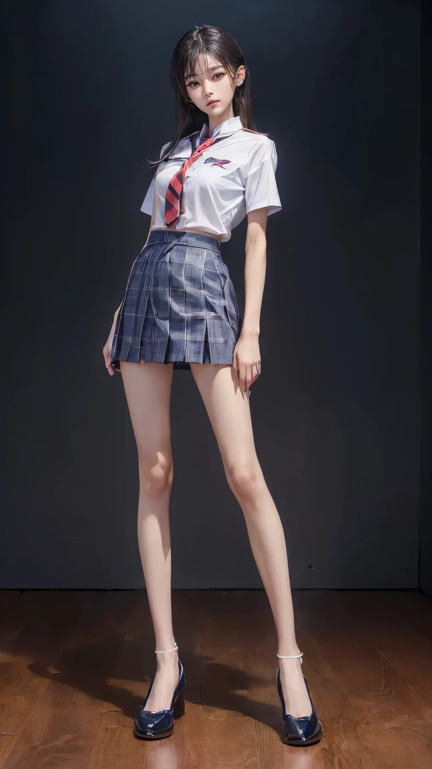 ((masterpiece)),(((最high quality))),((膝の高さからFull Body Shotする:1.8)),((((((脚を揃えてStand up straight:1.9)))))),((Thin thighs)),((Long legs:1.5)),(((Girl standing in a school classroom:1.7))),(((Micro Mini Skirt Uniform:1.6))),((expensive:1.8)),((Japan in summer uniform:1.8)),((スリムなModel body type:1.5)),((Thin legs:1.6)),((Wearing a red tie:1.2)),((Wearing a short-sleeved white shirt)),Her erect nipples are clearly visible under her clothes..,(Navy blue checked micro mini skirt:1.5),(24-years-old:1.3),bangs,A small smile,((cute女の子)),Slender girl,(Black Loafers),((short white socks up to the ankles,,)),cute,The thigh area below the groin is slim and firm,cute,Black hair ponytail,Thin legs,スリムなModel body type,Very small waist,Small hips,Long thighs,Thin thighs,Thin hands,Long hands,((((下からFull Body Shotする:1.5)))),(((((k-popのIVEのWONYOUNGにそっくりの女の子:1.9))))),((Keep your whole body facing straight ahead:1.8)),((expensive:1.4)),(Stand with your legs straight and without bending your knees:1.7),((Stand up straight:1.7)),((turn your hips forward:1.7)),The ankles are super thin,beauty,Fine skin,Firm Skin,引き締まったThin legsの肌を細部までリアルに再現,Very detailed, Attention to detail,high quality,Awards,High resolution,(Anatomically correct:1.3),(8k,RAW Photos,最high quality,masterpiece:1.5),(((を下からFull Body Shotする:1.5))),Height 173cm,((脚を揃えてStand up straight:1.7)),((脚を揃えてStand up straight:1.7)),(((Keep your back straight:1.8))),((look forward to:1.2)),8頭身beauty,Model body type,((Inseam is half the height:1.5)),(Thin thighs),((k-popのIVEのWONYOUNGにそっくりの女の子:1.5)),RAW Photos,Firm Skin,Fine skin,Well-toned muscular legs,Attention to detail,Vivid,Skin Texture,Genuineな皮膚感,Perfect composition,beautiful,Very detailed,High chroma,Genuine,eyeliner,eye shadow,expensive鼻,Small nostrils,Small Mouth,Seductive lips,((((White panties:1.9)))),Long legs,Thin legs,Thin thighs,Thin ankles,(((Full Body Shot:1.6))),((A blackboard and desks are visible in a school classroom..:1.6))