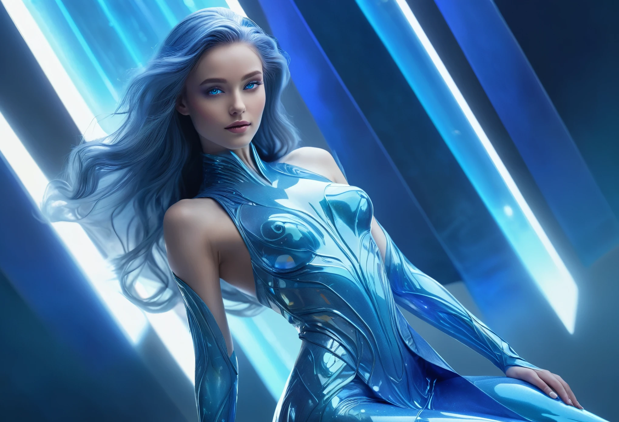 (full body with legs and feets)(best quality,highres:1.2),ultra-detailed,(realistic:1.37)
A beautiful alien girl with a body made of sapphire,sparkling blue eyes,long flowing sapphire hair,strong and graceful body,humanoid features,a radiant smile
alien,otherworldly,extraterrestrial
(extraordinary,gorgeous:1.1),alien princess,femininity,grace,beauty
(futuristic technology),sleek suit,semi-transparent,sapphire gown,geometric patterns,iridescent effect
(ethereal:1.1),floating,dreamlike atmosphere,mystical aura
(studio lighting),softly lit,pale blue glow,subtle shadows
(abstract art),surreal composition,colorful surrealism
vivid colors,shades of blue,turquoise accents
(keywords)