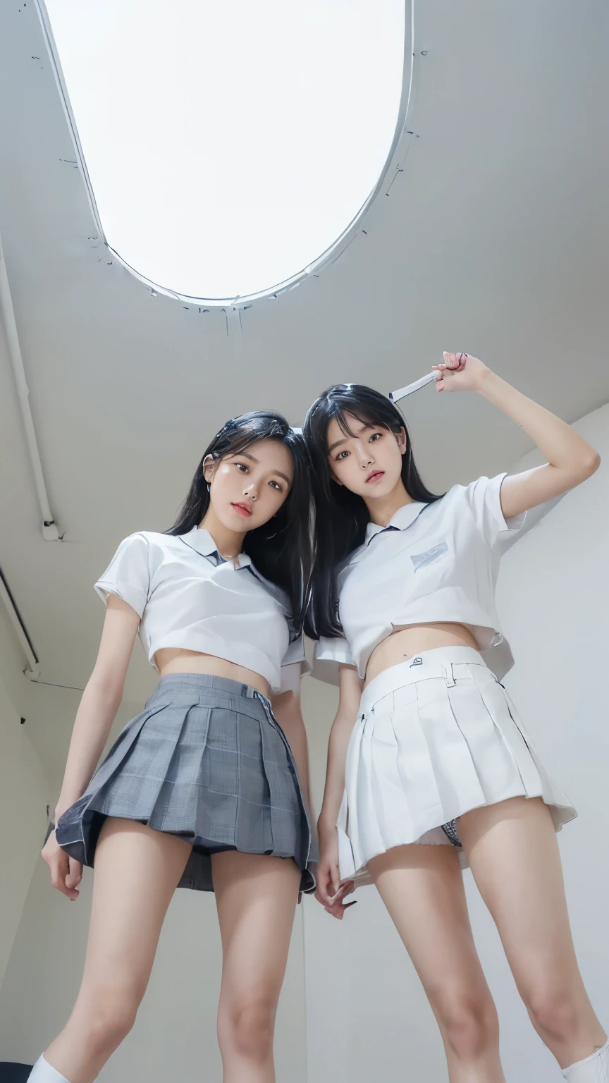 ((masterpiece)),(((最high quality))),High school girls,((((((Photograph the whole body from knee height:1.9)))))),((((((Stand up straight with your legs together:1.9)))))),(((Thin thighs:1.2))),(((Long legs:1.5))),(((Girl standing in a school classroom:1.7))),(((Micro mini skirt student uniform:1.6))),((tall:1.8)),(((夏用の学生制服を着た日本のHigh school girls:1.8))),((スリムなModel body type:1.5)),((Thin legs:1.6)),((Wearing a white short-sleeved student uniform shirt:1.3)),（(((Navy blue checked  with micro skirt:1.5)))),(Age is :1.3),bangs,A small smile,((cute女の子)),Slender girl,((((Black Loafers:1.3)))),(((((Short white socks that reach to the ankles:1.3))))),cute,((The thigh area below the groin is slim and firm)),cute,(Black hair ponytail),(Thin legs),(スリムなModel body type),Very small waist,(Small hips),Long thighs,Thin thighs,Thin hands,Long hands,((((Photograph the whole body from below:1.5)))),(((((k-popのIVEのWONYOUNGにそっくりの女の子:1.9))))),(((((Keep your whole body straight back:1.8))))),((((Only face forward:1.8))))((((Stick your butt out a little:1.6)))),((((((White panties visible from under a miniskirt:1.9)))))),(((Clearly detailed groin area:1.4))),(((Reproduce the buttocks in clear detail:1.4))),(((The panties fit her body perfectly, so the contours of her body are clearly reproduced in minute detail.:1.4))),((tall:1.4)),(Stand with your legs straight and without bending your knees:1.7),((Please stand up straight. I can see:1.9)),((Turning your hips back:1.7)),The ankles are super thin,beauty,Fine skin,Firm Skin,引き締まったThin legsの肌を細部までリアルに再現,Very detailed, Attention to detail,high quality,Awards,High resolution,(Anatomically correct:1.3),(8k,RAW Photos,最high quality,masterpiece:1.5),(((女の子をPhotograph the whole body from below:1.5))),Height 173cm,((Stand up straight with your legs together:1.8)),((Stand up straight with your legs together:1.7)),(((Keep your back straight:1.8))),((look forward to:1.2)),9頭身beauty,Model body type,((Inseam is half the height:1.5)),(Thin thighs),((k-popのIVEのWONYOUNGにそっくりの女の子:1.5)),RAW Photos,Firm Skin,Fine skin,Well-toned muscular legs,Attention to detail,Vivid,Skin Texture,Genuineな皮膚感,Perfect composition,beautiful,Very detailed,High chroma,Genuine,eyeliner,eye shadow,High nose,Small nostrils,Small Mouth,Seductive lips,cute,((((In the classroom, you can see desks and a blackboard.:1.7)))),(((Revealing school uniform:1.4))),(((Red tie for high school uniform:1.5))),(((Shooting from the back of the classroom:1.5))),(((The desks are lined up:1.5)))