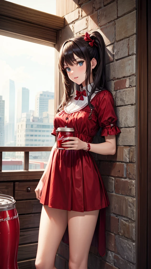 Coca-Cola personification, One girl, solo, High resolution,