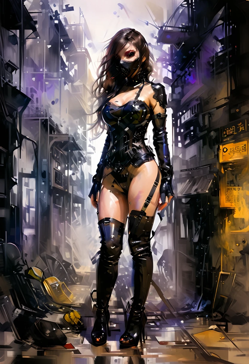 score_9, score_8_up, score_7_up, score_6_up, score_5_up, score_4_up, 1girl, MythAn1m3, hud_pl3aser_ad0re1020, stilettos, facing viewer, hud_sh03_sh0w, angle, viewer's view, on one knee, fullbodylatexhigh heels, toxicpunk scene background
low-key, chiaroscuro, dark, oil and watercolor painting
ruanyi0631,bdsm,bodysuit,corset,gas mask,lace,platform footwear,thighhighs,harness,