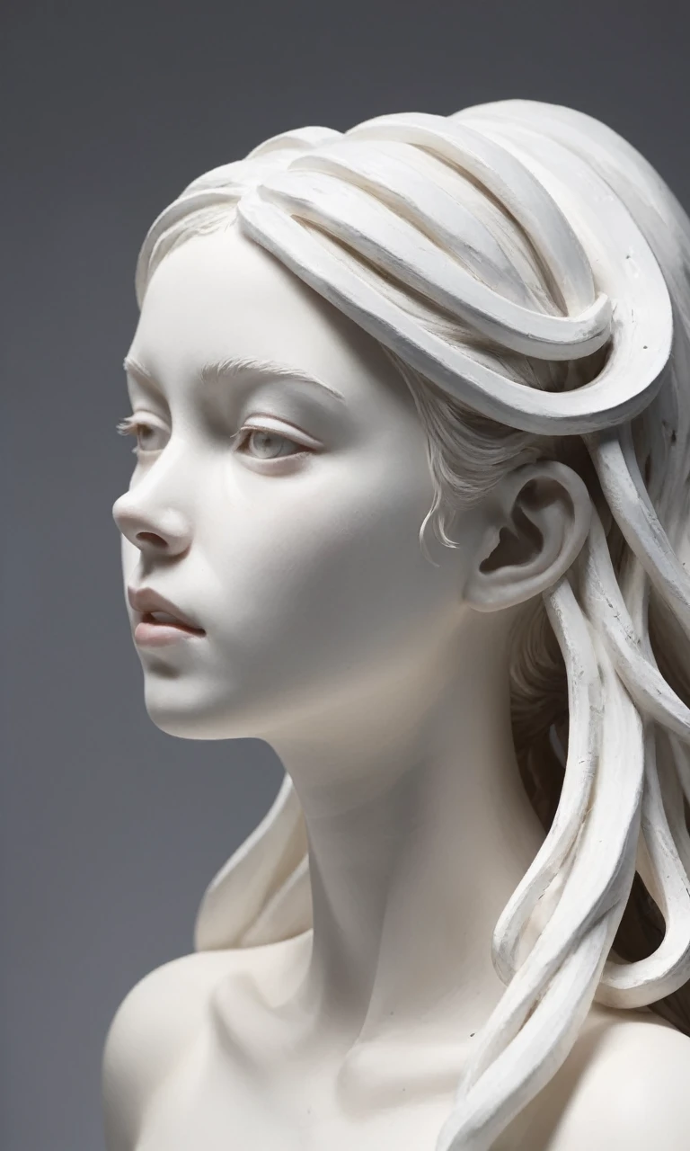 exit Sculpture,exit,Practical,1 girl,Hair accessories,close up,Pure white skin,light,