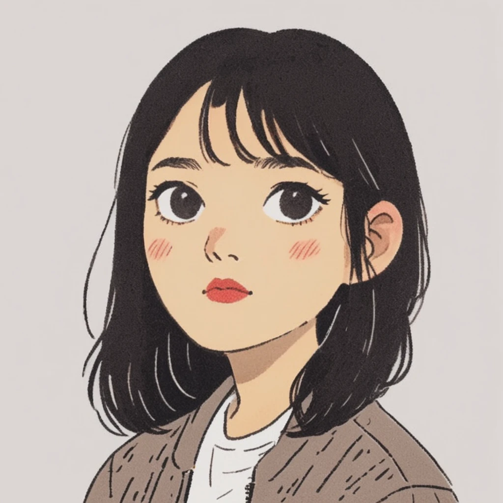 A close up of a cartoon girl with a brown jacket - SeaArt AI