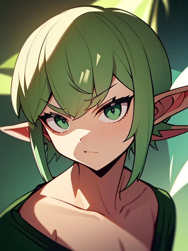 there are two cartoon pictures of a woman with green hair, eyes). full body, detailed body and eyes, full body and head view, cell shaded adult animation, elven character with smirk, elf girl, she has elf ears and gold eyes, female elf, colored lineart, full - body and head view, (((mad))) elf princess