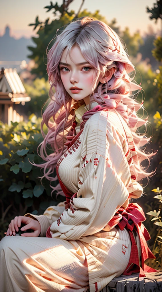 (The best quality,4k,8k,High Resolutions,masterpiece:1.2),ultra detailed,(realist,fotorrealist,fotorrealist:1.37),portrait,science,Style image of a woman dressed in a white and red ta dress, guweiz, 8K high quality detailed art, Obras de arte al estilo de guweiz, Trends on CGVatstation, guweiz en Artstation Pixiv, guweiz en Pixiv Artstation, masterpiece de guweiz, anime goddess, 2. 5 d cgi anime fantasy artwork, Color