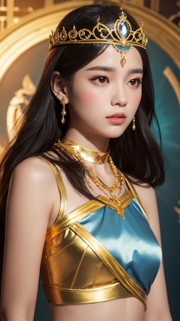 graphic woman Front of face
spiritual tiara Fantasy mystery
Upper Body gold