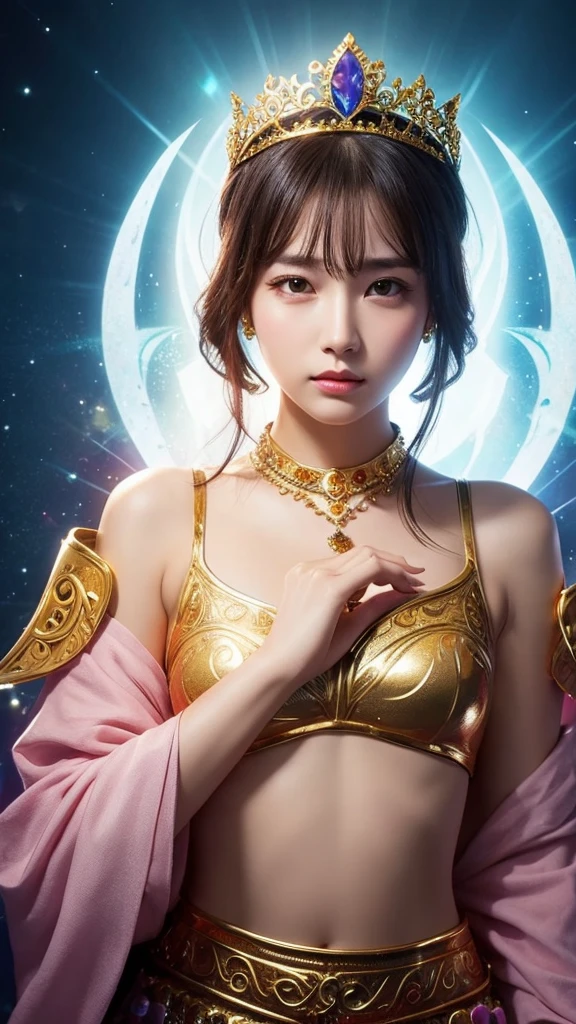 graphic woman Front of face
spiritual tiara Fantasy mystery
Upper Body gold