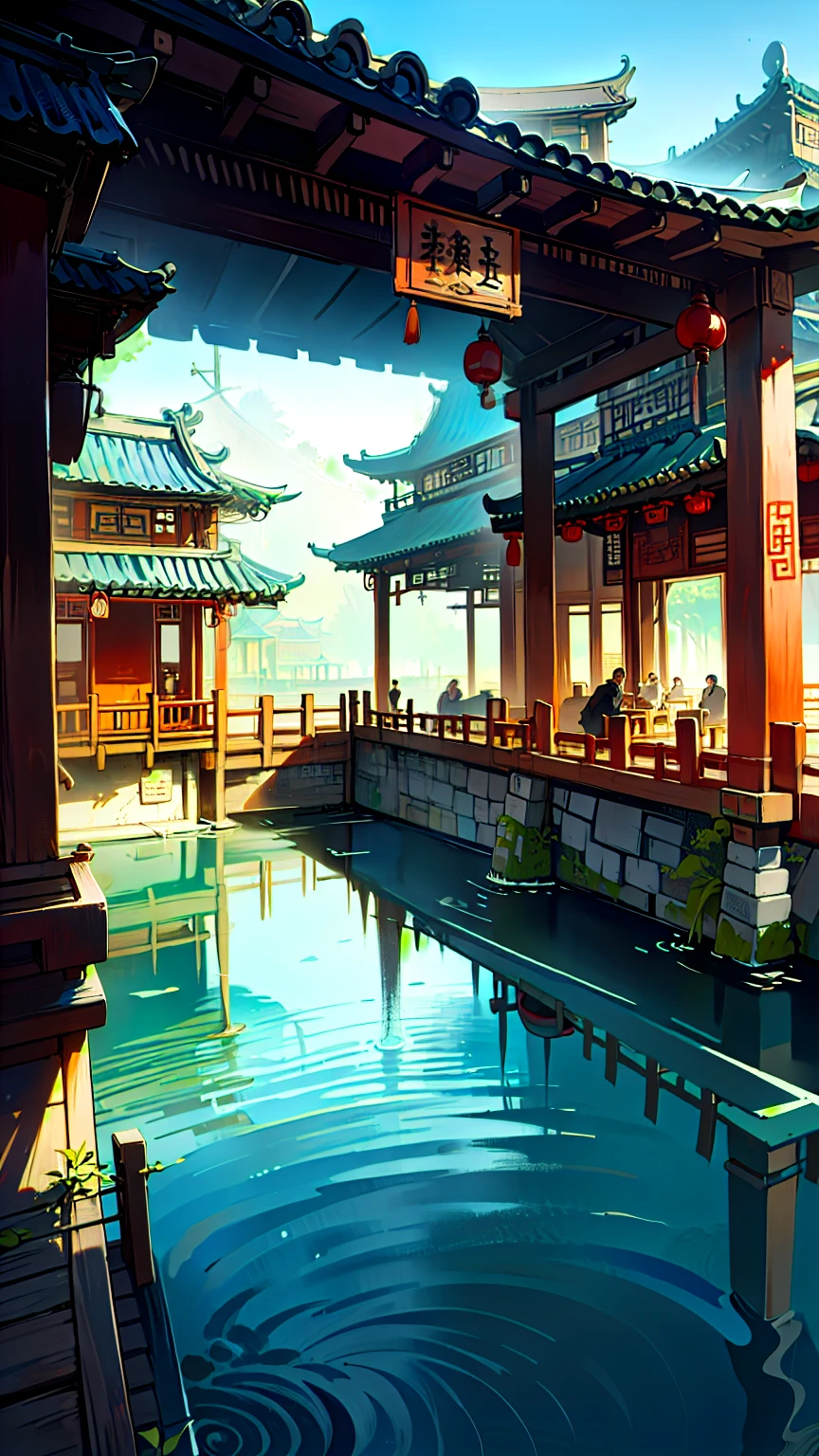 Very detailed, 8k, wallpaper,masterpiece, Highest quality, Very detailed, Bilge Water,(Chinese architecture) ,