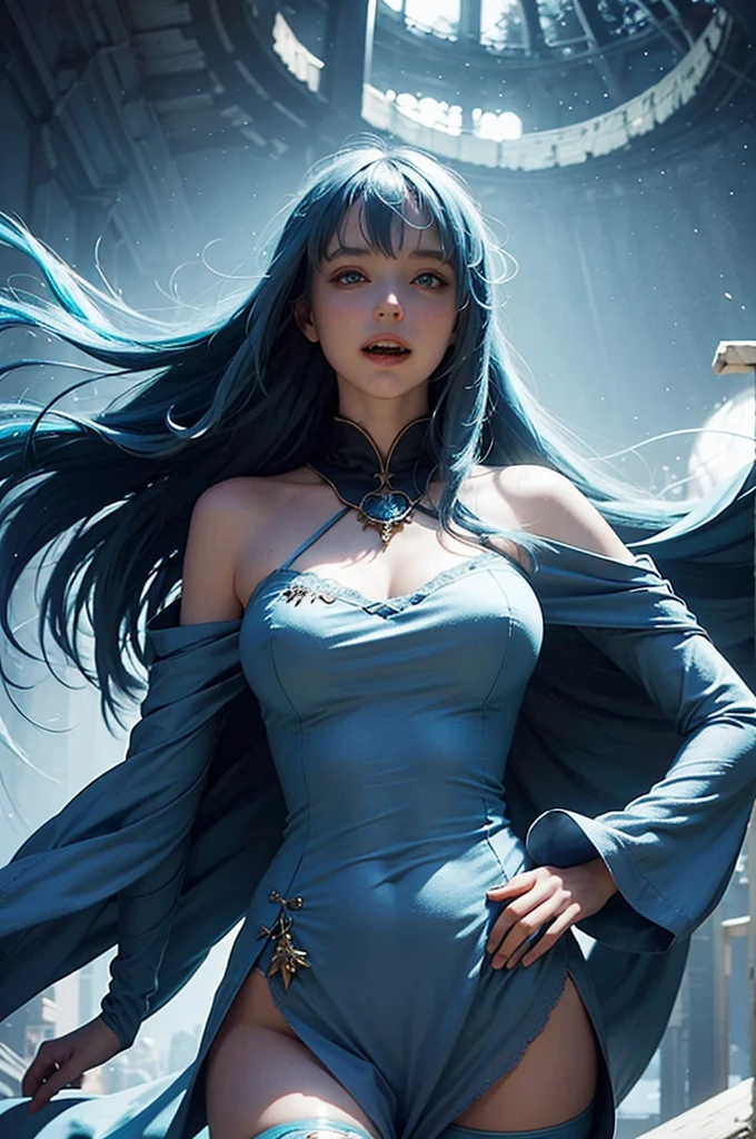 8K, Top Quality, Intricate Details, Ultra Detail, Ultra High Resolution, Masterpiece, close up shot, (full body: 1.1), Slender, Smile, (Makeup: 0.4), ,(( blue hair, bangs, short hair, blue eyes, )), (Fluffy Eyes: 1.21), (()), 1girl, solo, 1 girl, (()), close up shot, , ((tall)), (((fit body))), (((slim face))), sharp face, (( maxi dress,((,wind blow, strong wind, wind blow hair , wind blow , wind blow , wind blow skirt, wind blow maxi dress )),maxi dress, skin tight maxi dress)) ,, )) ,(detailed face), sharp face, small lips, , ,((leg_hug )) ,, ,
((,no bra, braless )), , ((wind blow, strong wind, wind blow hair )), detailed face, detailed breast, large breast ,huge breast, detail nipples ,, Narrow Waist, Skinny, tall , 190 cm tall, Muscular, Navel, Exposed Abdomen, Pointed Chest,, Beautiful girl with accentuated slender abs: 1.4, Six Pack Abs: 1.4, , Perfect Body, detail legs, (( dark background)), black background,