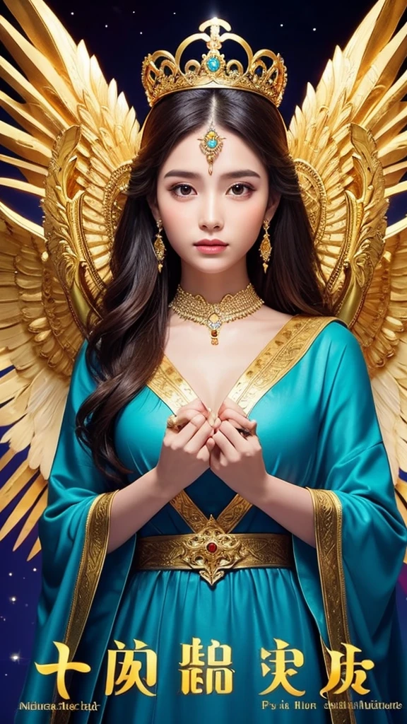 graphic woman Front of face
spiritual tiara
mystery Angel upper body gold Ancient