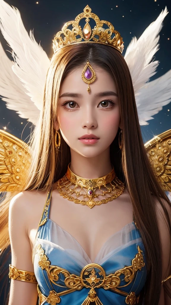 graphic woman Front of face
spiritual tiara
mystery Angel upper body gold Ancient
