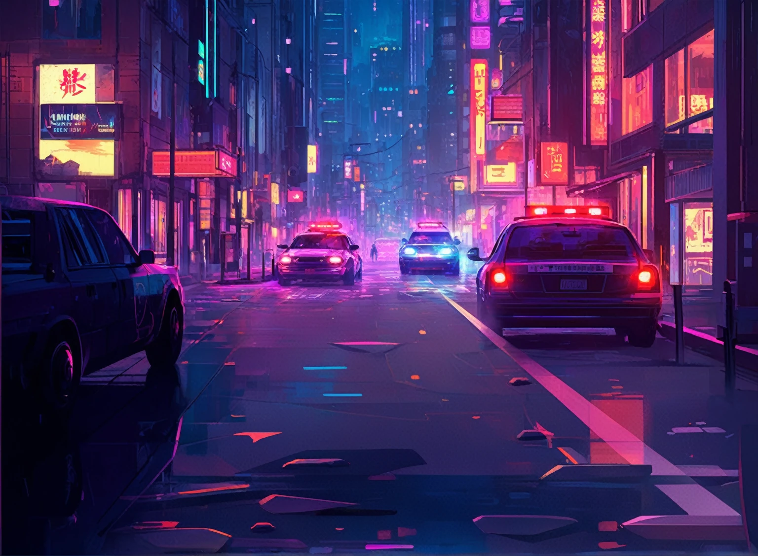 Cars driving through city streets at night with neon lights, Cyberpunk Night Street, Cyberpunk Street, Cyberpunk city streets, Art Deco Beyond Anime Aesthetics, Cyberpunk city streets background, inspired by Liam Wong, Cyberpunk Streets at night, Cyberpunk Street at night, Cyberpunk art style, The defeated city. New black style, sci-fi Cyberpunk city streets, Background artwork