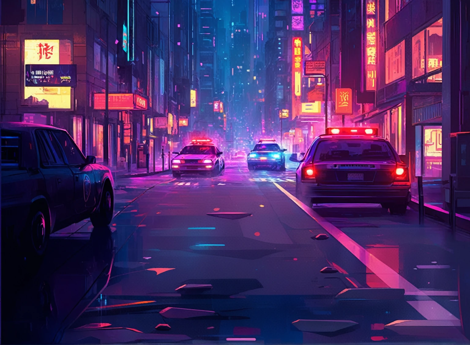 Cars driving through city streets at night with neon lights, Cyberpunk Night Street, Cyberpunk Street, Cyberpunk city streets, Art Deco Beyond Anime Aesthetics, Cyberpunk city streets background, inspired by Liam Wong, Cyberpunk Streets at night, Cyberpunk Street at night, Cyberpunk art style, The defeated city. New black style, sci-fi Cyberpunk city streets, Background artwork