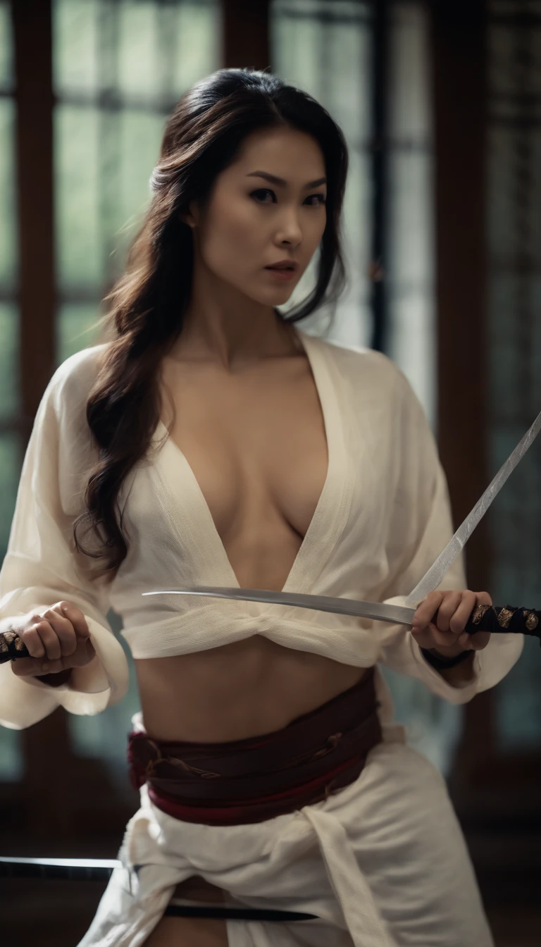 Samurai Swordsman　woman　In underwear　Full body sexy underwear　Full body sexy