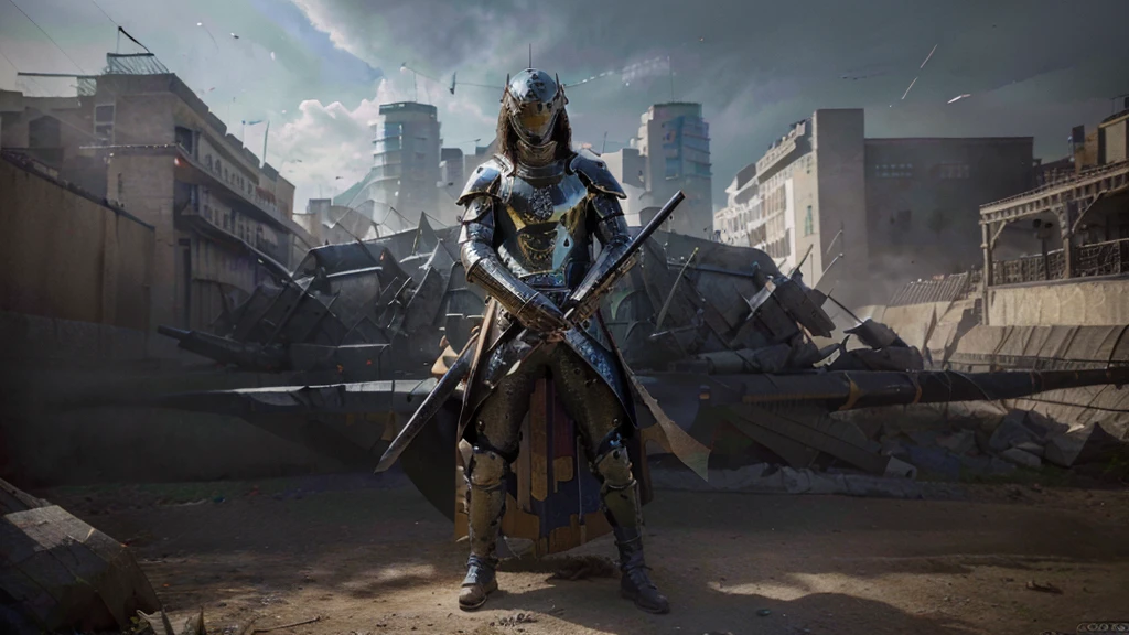 (Highest quality,4K,8k,High resolution,masterpiece:1.2),Very detailed,(Realistic,photoRealistic,photo-Realistic:1.37),knight,battle,big sword,big snake