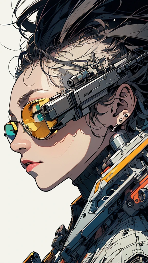 (((masterpiece, highest quality))),(((solo:1.2))),(((1girl:1.2))),32k wallpaper, very detailed, poster, vintage science fiction,(((((geometric cinematic movie poster))))), ((bauhaus)),(shape),(((abstract))),(mid century modern),(((((portfolio))))),(((((Close-up))))),(((((bust up))))),((((more various angle)))),((((highlight)))),((((heterochromia)))),(((complete. detailed face))),((((Extremely talented)))),(((((most complecated futristic machine))))),(Colorful color scheme),(((detailed unlimited complete equipment : sunglass like a rail gun))),(((((Absolutely simple background))))),(((Texture for people : grunge))),