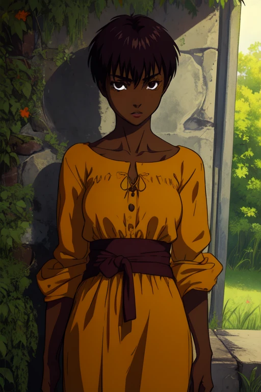 (best quality:1.3),  (masterpiece:1.3)   1girl, casca, dark skin,