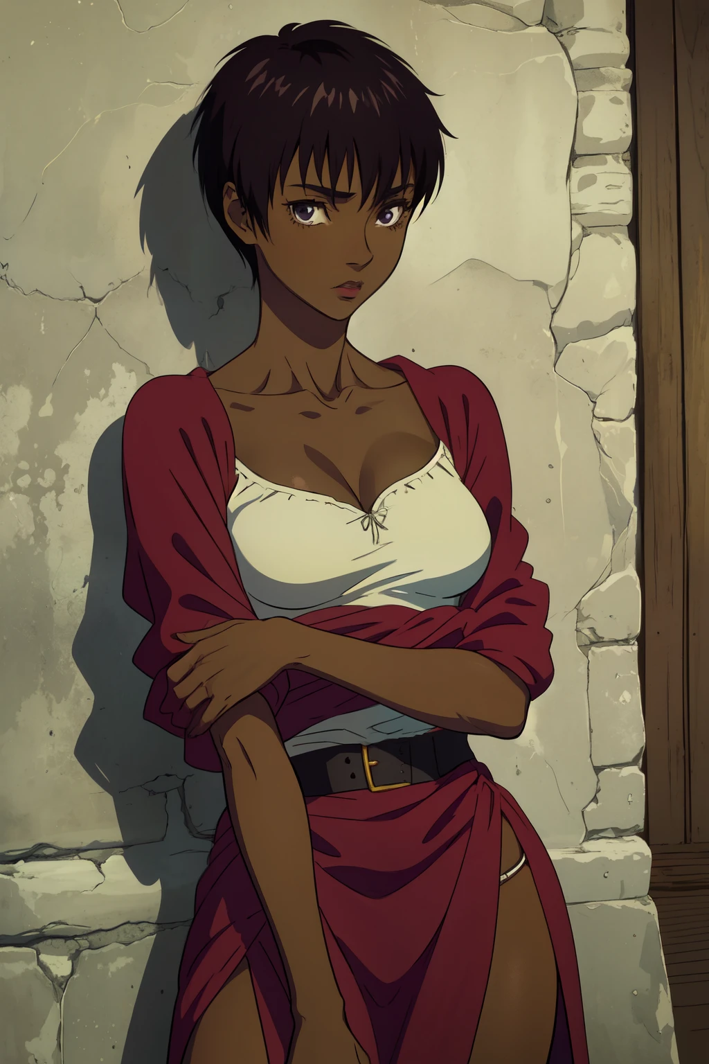 (best quality:1.3),  (masterpiece:1.3)   1girl, casca, dark skin,