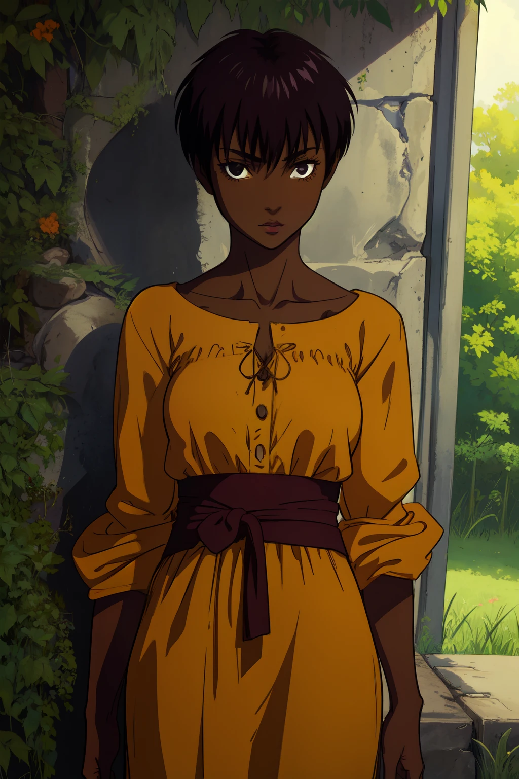 (best quality:1.3),  (masterpiece:1.3)   1girl, casca, dark skin,