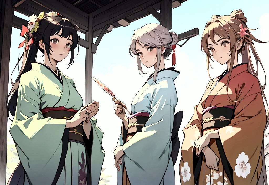 2 beautiful girls kimono
