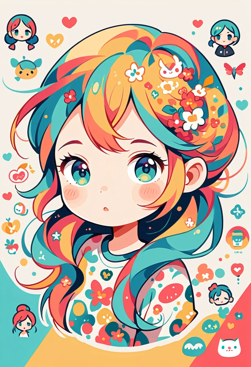 Character design for hummingbird dolls, game characters, logos, stickers, vector illustrations, flat design, minimal design illustration 2D icon, (((The most beautiful girl))), (((Little)))