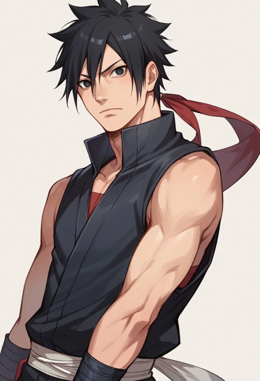 Sasuke Uchiha from Naruto series, 1 boy, ager, black hair, black eyes, ninja clothes