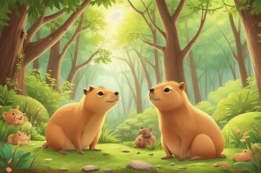 A Capybara in forest, Capybara has brown nose