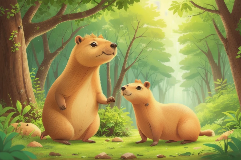 A Capybara in forest, Capybara has brown nose