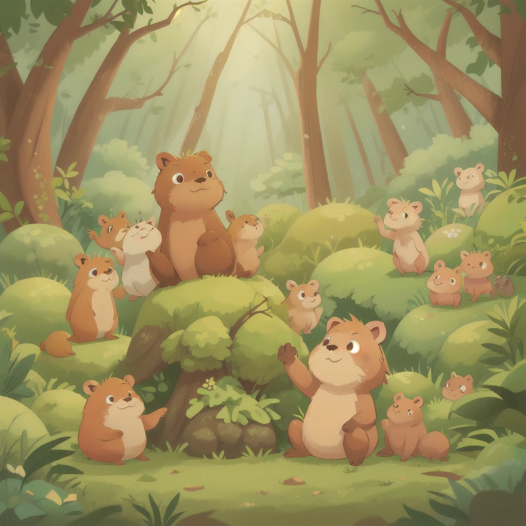 A Capybara in forest, Capybara has brown nose
