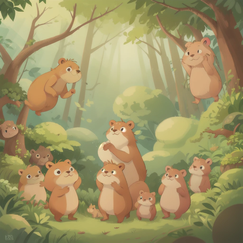 A Capybara in forest, Capybara has brown nose