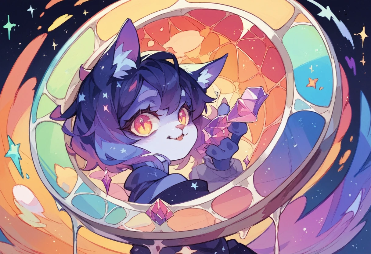 Colorful images、Cosmic colors、Stand glass look、Cat