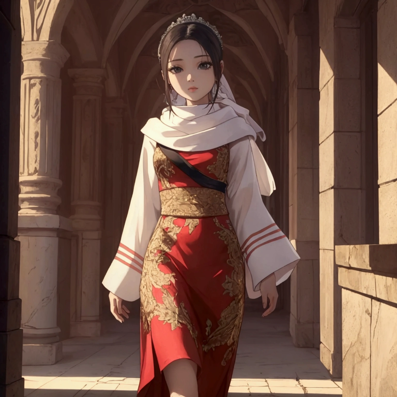 Masterpiece, Top Quality, walking standing alone beautiful girl