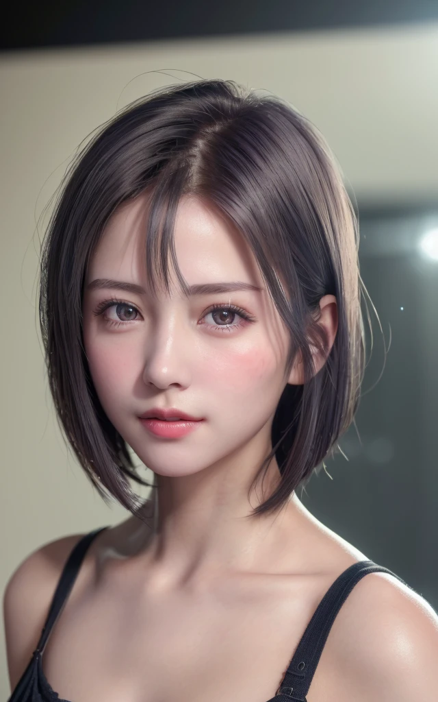 (8K, Photorealistic, Raw photo, of the highest quality: 1.3), (1girl in), Super beautiful, (Realistic face), (boyish, Silver Color Berry Shorthair), Beautiful , Glare that captivates the viewer, Beautiful expression, Beautiful breasts, (Realistic skin), Be...