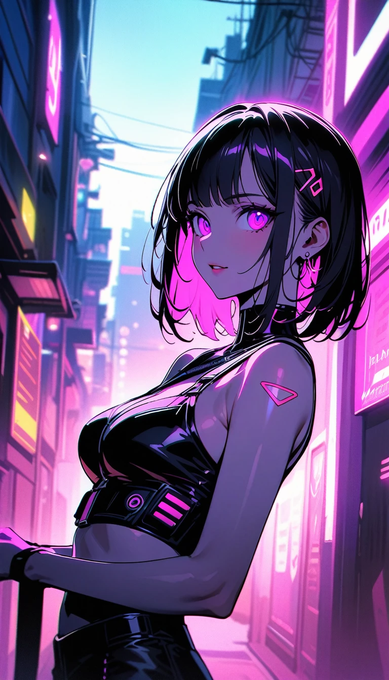 ((best quality)) , ((masterpiece)) , (detailed)，backlit photo of,  a [Libyan|Tibetan] (Simona:1.2) , Unattractive, Tie, Sublime Straps, at Twilight, Detailed illustration,neonpunk style ， cyberpunk, vaporwave, neon, vibes, vibrant, stunningly beautiful, crisp, detailed, sleek, ultramodern, magenta highlights, dark purple shadows, high contrast, cinematic, ultra detailed, intricate, professional