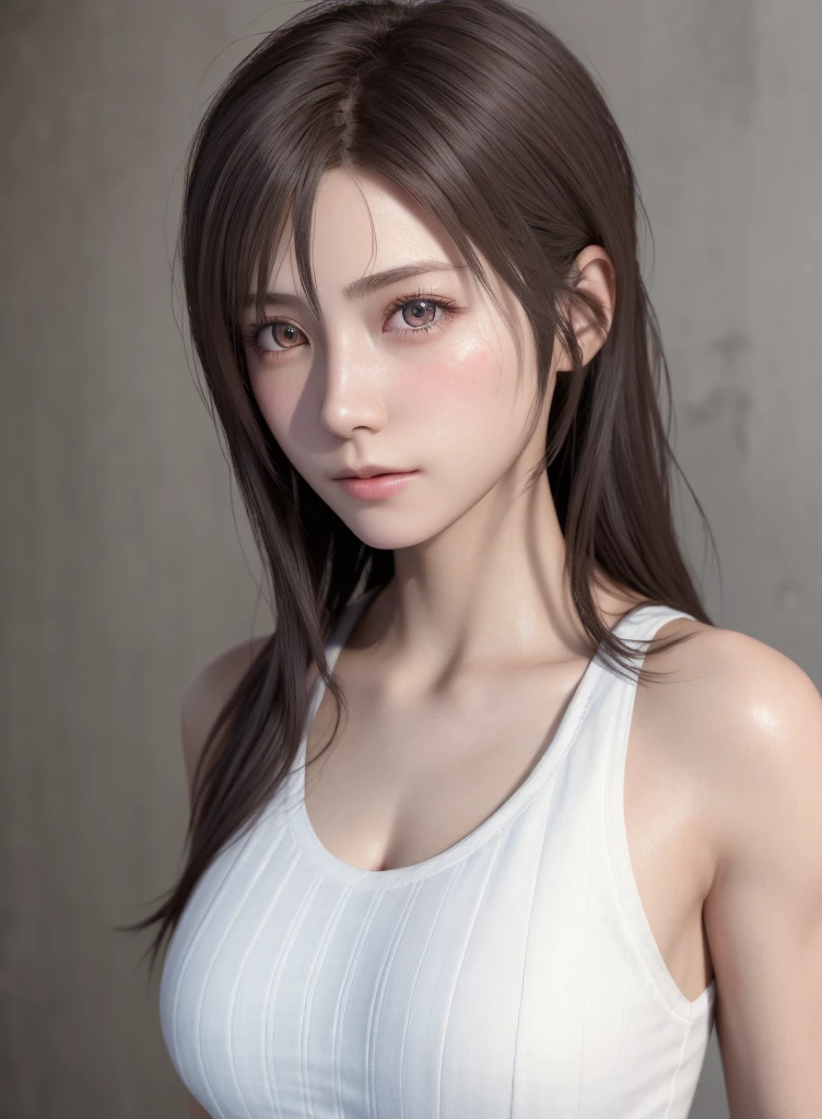 high quality picture, masutepiece, detailed hair texture, Detailed skin texture, Detailed Cloth Texture, 8K, Add fabric details, ultra detailed skin texture, ultra detailed photographic, Skin pores, Portrait of a girl, wearing tank top,